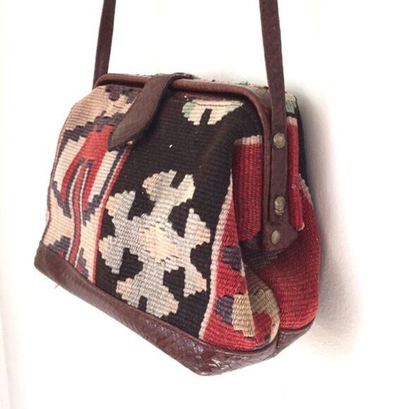 Rare Vintage T. CAPELLI boho killim crossbody bag - Picture 2 of 8